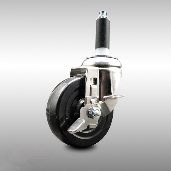 4 Inch 316SS Hard Rubber Swivel 3/4 Inch Expanding Stem Caster with Brake SCC